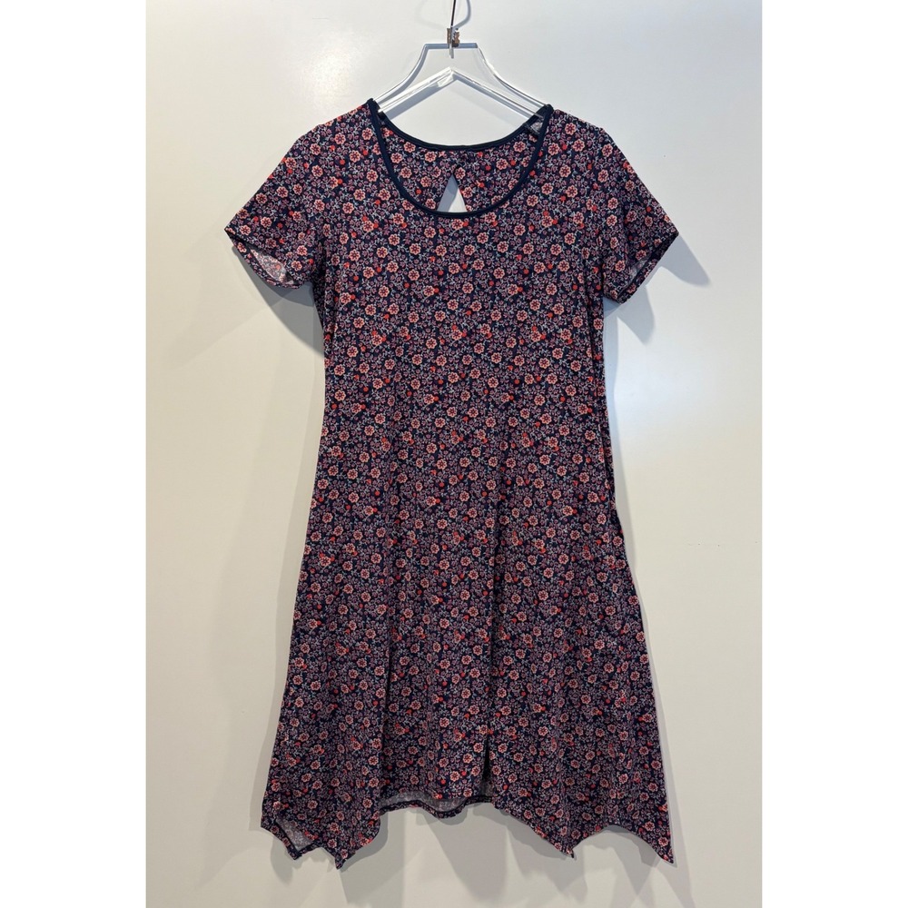 Cuddl Duds Flexwear Handkerchief Hem Floral Dress Pockets Womens Size Medium